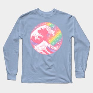 Rainbow Great Wave Pixel Art Long Sleeve T-Shirt